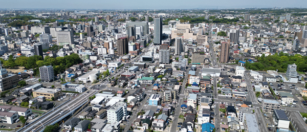 写真：豊田市市街地のドローン撮影写真
