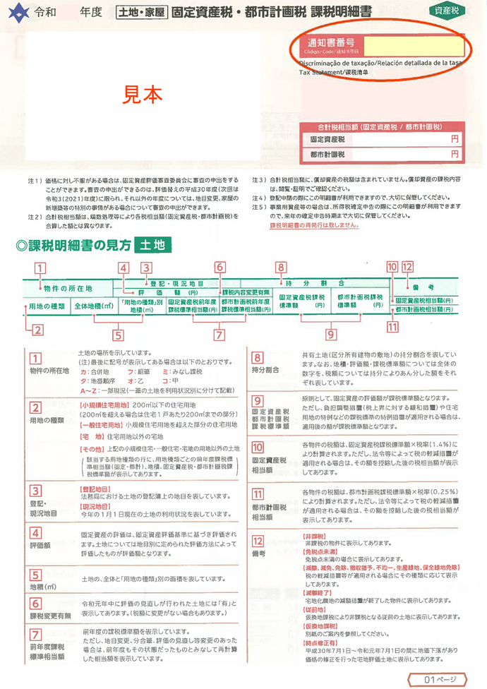 課税明細書の見方 豊田市