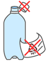 画像：ペットボトルのキャップとラベルを取るように説明したイラスト
