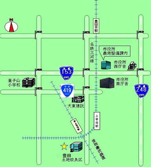 画像：豊田土地改良区新事務所の地図