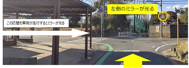 光るカーブミラー