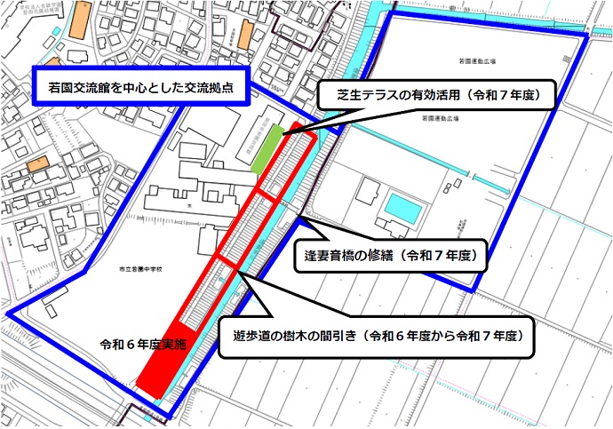交流拠点である遊歩道の樹木の間引き伐採　地図