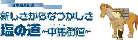 ロゴ：日本風景街道　新しさからなつかしさ塩の道　中馬街道