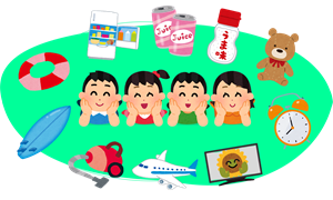 画像：たくさんのものに囲まれたソファでくつろいでいるイラスト