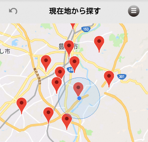 ごみ分別アプリ　地図情報サービス「Google map」の画面