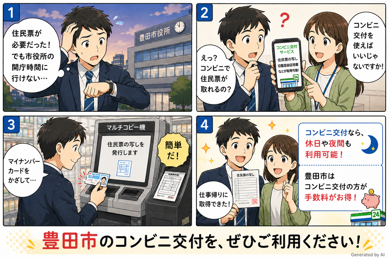 豊田市のコンビニ交付を、ぜひご利用ください!