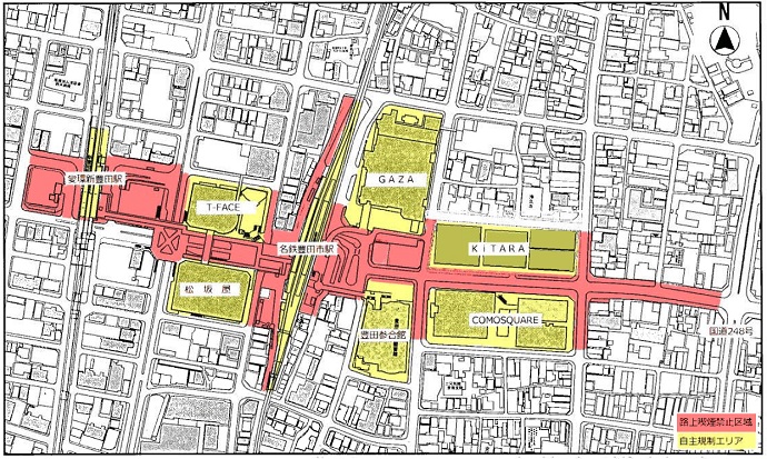 路上喫煙禁止区域の図