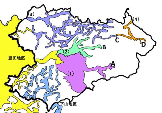 足助地区の地図