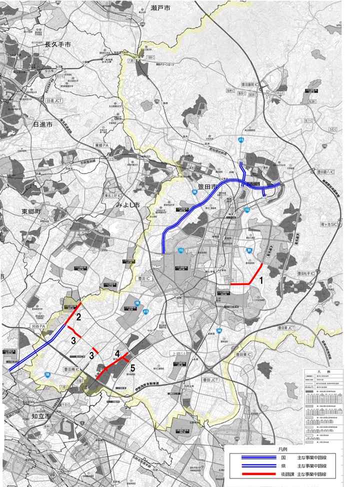豊田市の路線地図