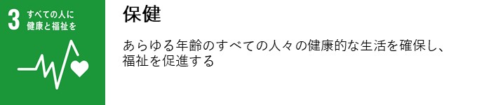 保健　あらゆる年齢のすべての人々の健康的な生活を確保し、福祉を促進する