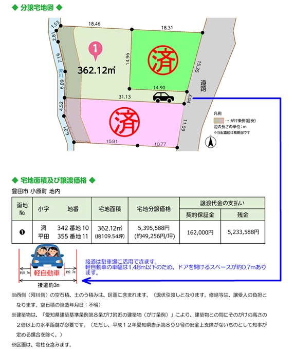分譲宅地図と宅地面積等