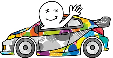 イラスト見本:オリジナルイラストデータ (エがオ君乗車バージョン)