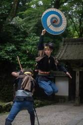 香嵐渓での撮影の様子