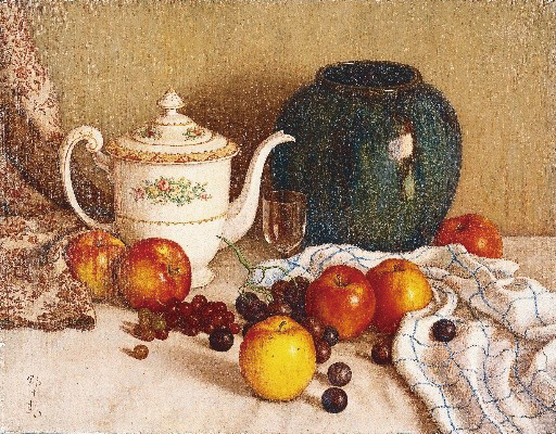 髙島野十郎《ティーポットのある静物》 1948年以降、福岡県立美術館蔵