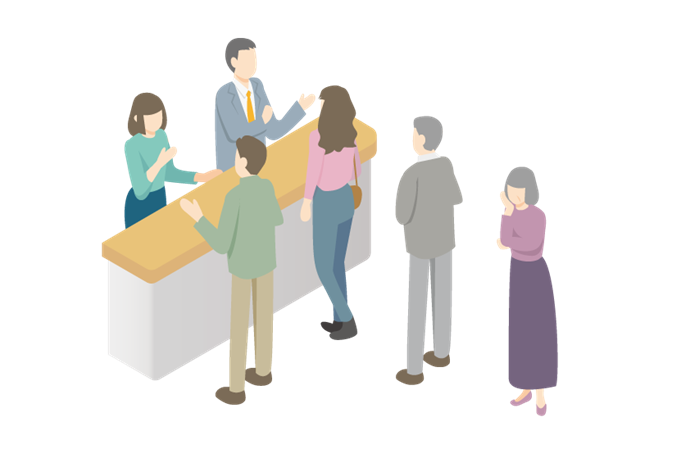 窓口が混雑している様子