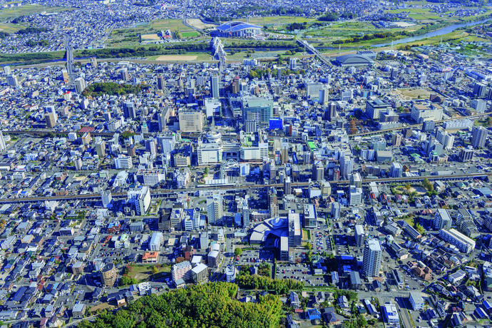 上空から見た豊田市街地