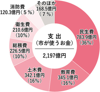 支出（目的別）の円グラフ