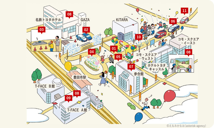 名鉄豊田市駅周辺のイラストマップ