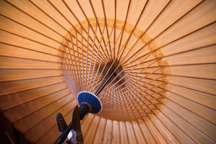 岡田さんが制作した番傘の骨組