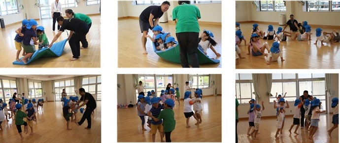 園から要望のあったバランス能力を高める運動遊びの様子