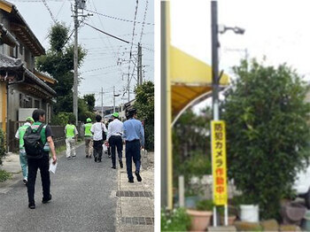 待ちを歩く様子と防犯カメラ