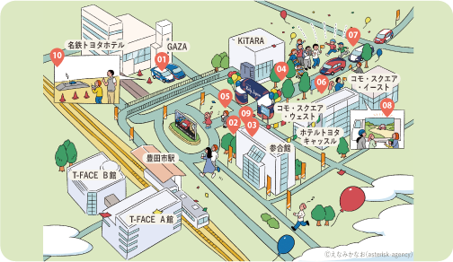 豊田市駅前エリアのマップ