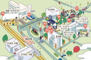 駅前周辺のイラストマップ