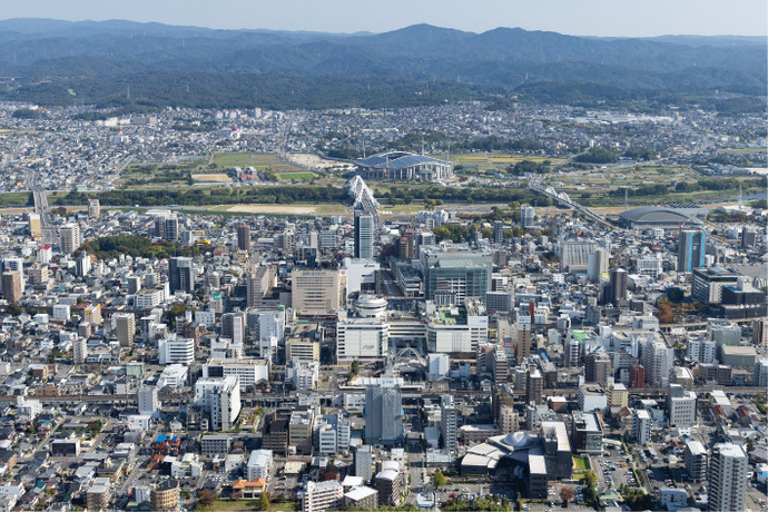 上空から見た豊田市街地