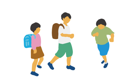 イラスト:学校へ通う子どもたち