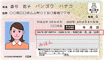イラスト:マイナンバーカードの記載イメージ