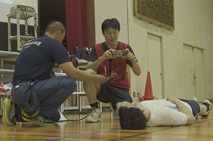 写真：「とよた地域クラブ活動」の参加者を対象に救急対応訓練