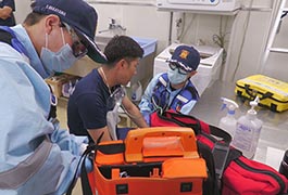 写真：豊田市消防本部と中部大学が合同で救急技術発表会