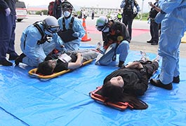 写真：アジア・アジアパラ競技大会を見据えた国民保護訓練