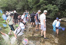 写真：伊保川で「川しらべ」