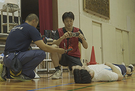 写真：「とよた地域クラブ活動」の参加者を対象に救急対応訓練